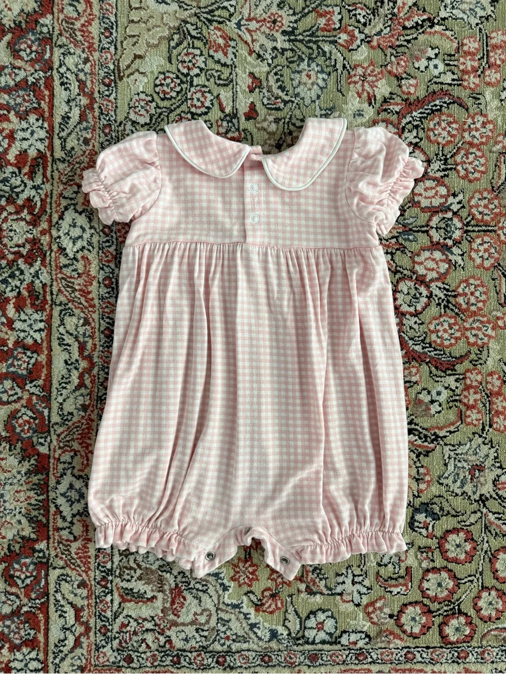 Angel Dear Pink Gingham Baby One-Piece Romper